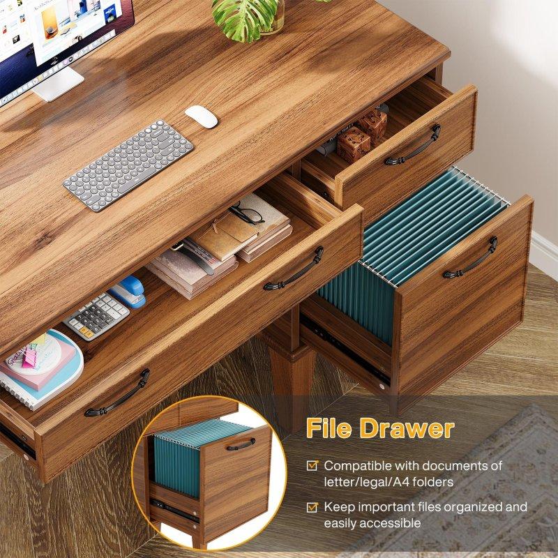 Kahverengi MDF 3 Çekmeceli Ofis Masası - 120x58 cm - 327993