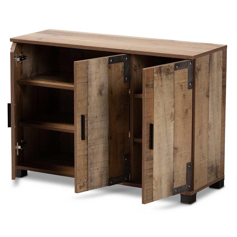 Kahverengi MDF 3 Kapaklı Rustik Şifonyer - 90 cm - 301166