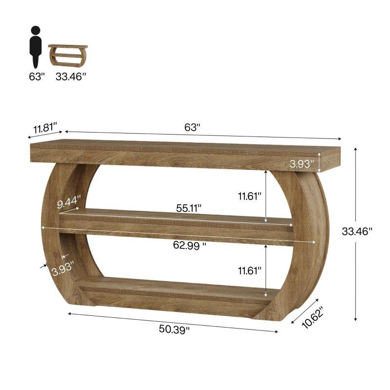Kahverengi MDF 3 Raflı Kır Evi Tasarım Dresuar - 161 cm - 332876