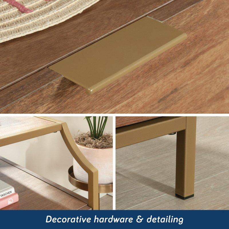 Kahverengi MDF 4 Çekmeceli ve Açık Raflı Yatay Şifonyer - 153 cm - 299139