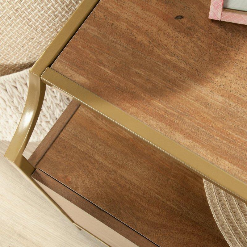 Kahverengi MDF 4 Çekmeceli ve Açık Raflı Yatay Şifonyer - 153 cm - 299139