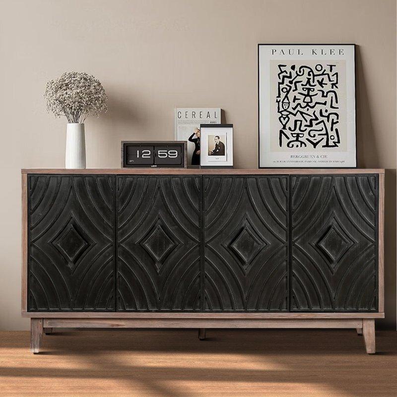 Kahverengi MDF 4 Kapaklı Desenli Masif Ahşap Ayaklı Bohem Konsol - 153 cm - 324886 Kahverengi MDF 4 Kapaklı Desenli Masif Ahşap Ayaklı Bohem Konsol - 153 cm - 324886