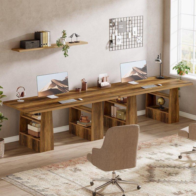Kahverengi MDF 4 Raflı Ofis Masası - 161 cm - 326832