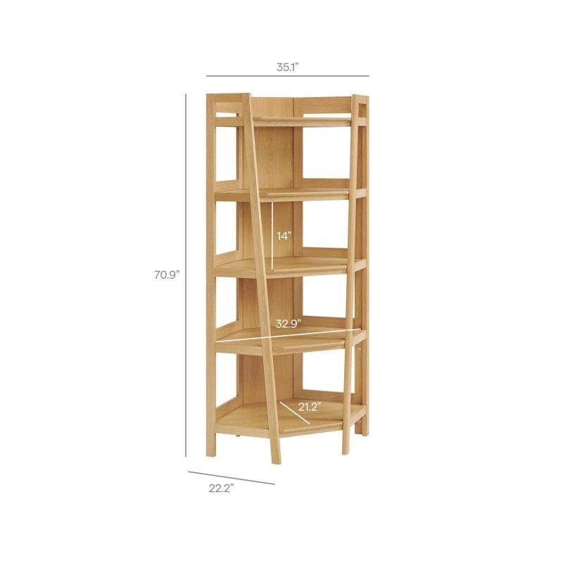 Kahverengi MDF 5 Raflı Açık Sırtlı Köşe Kitaplık - 180 cm - 320311
