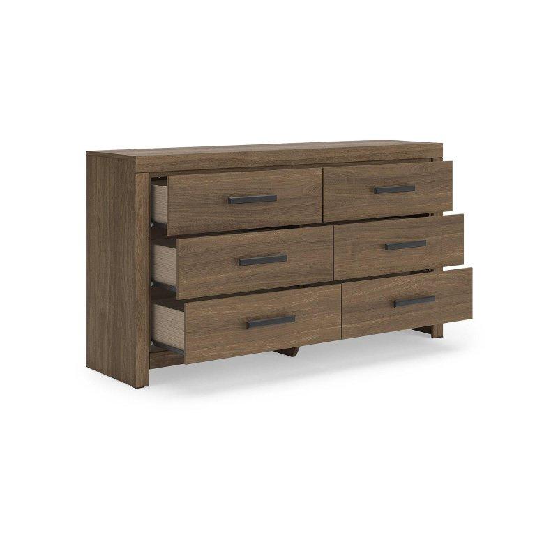 Kahverengi MDF 6 Çekmeceli Kır Evi Tasarım Şifonyer - 301648