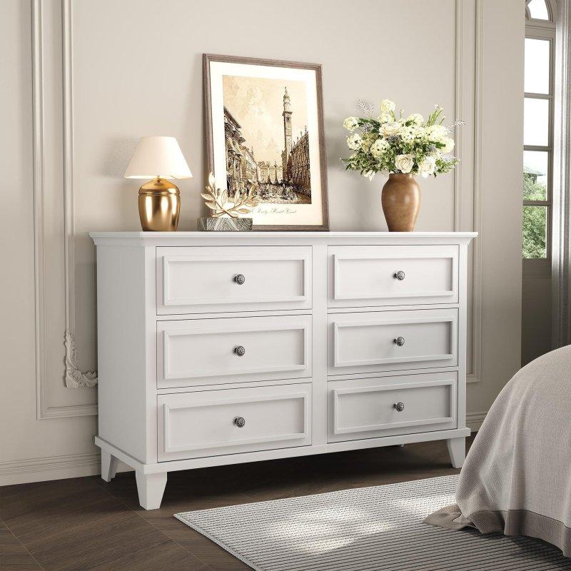 Kahverengi MDF 6 Çekmeceli Vintage Kulplu Şifonyer - 120 cm - 297779