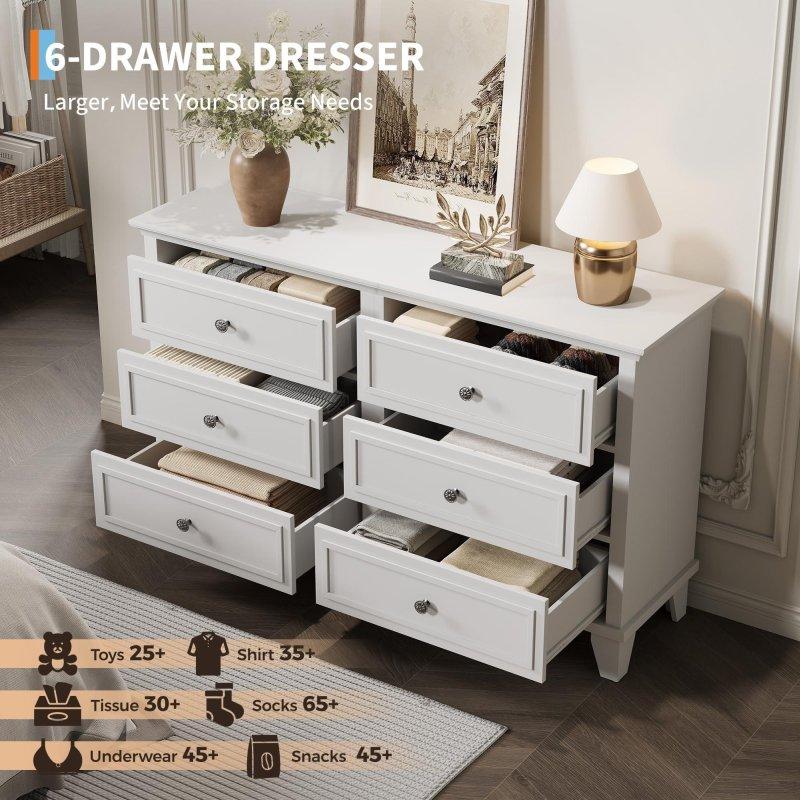 Kahverengi MDF 6 Çekmeceli Vintage Kulplu Şifonyer - 120 cm - 297779