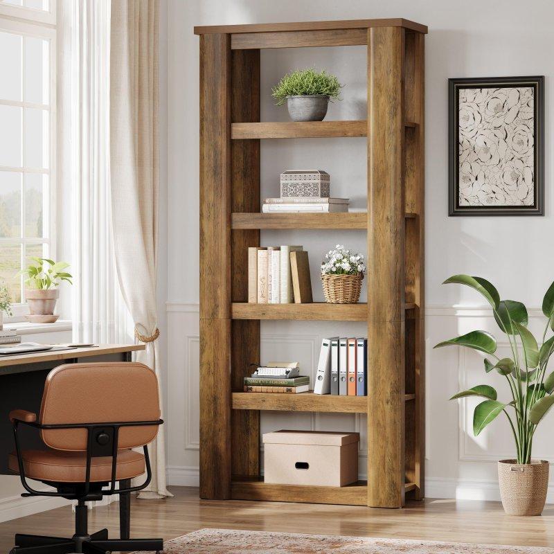 Kahverengi MDF 6 Raflı Arkası Açık Vintage Kitaplık - 181 cm - 314623