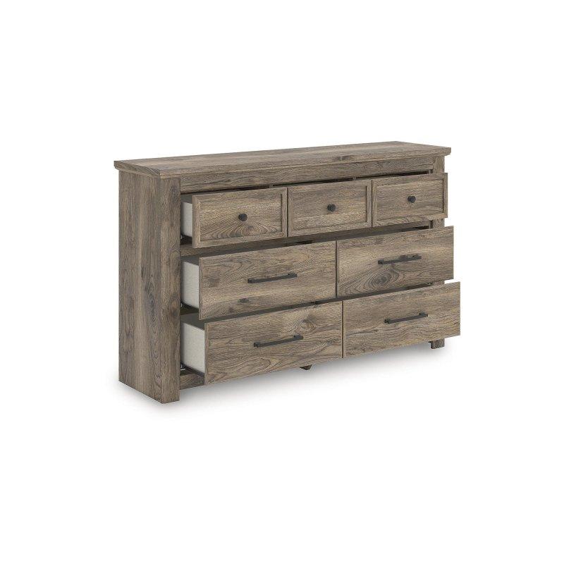 Kahverengi MDF 7 Çekmeceli Rustik Şifonyer - 158x94x41 cm - 309898