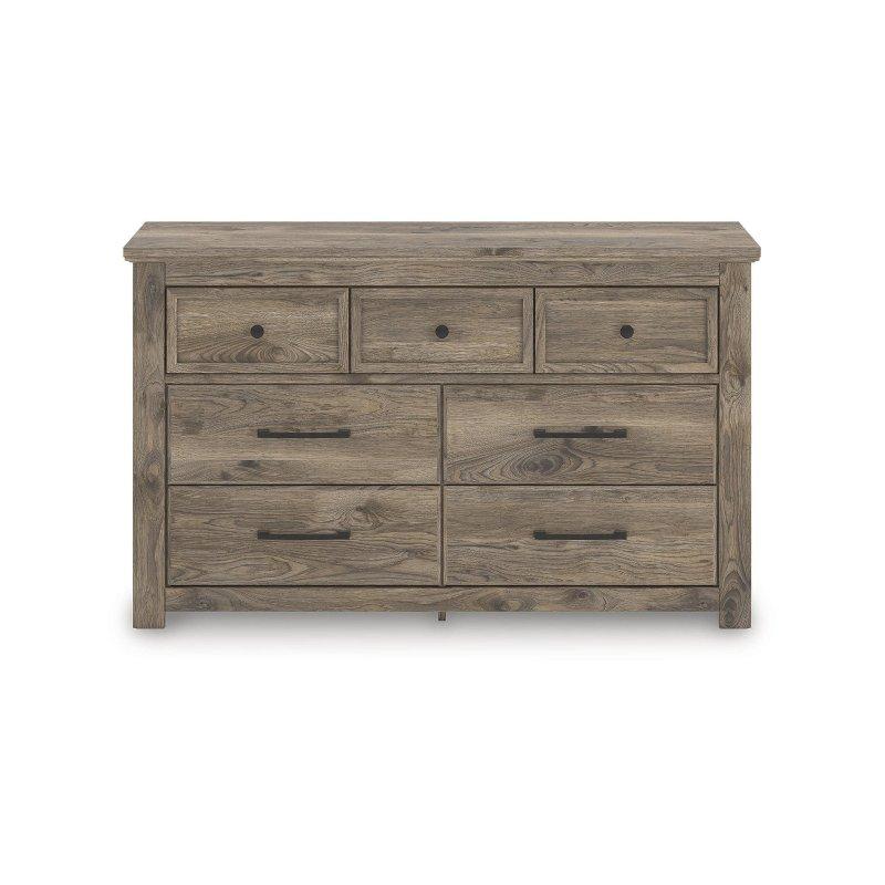 Kahverengi MDF 7 Çekmeceli Rustik Şifonyer - 158x94x41 cm - 309898