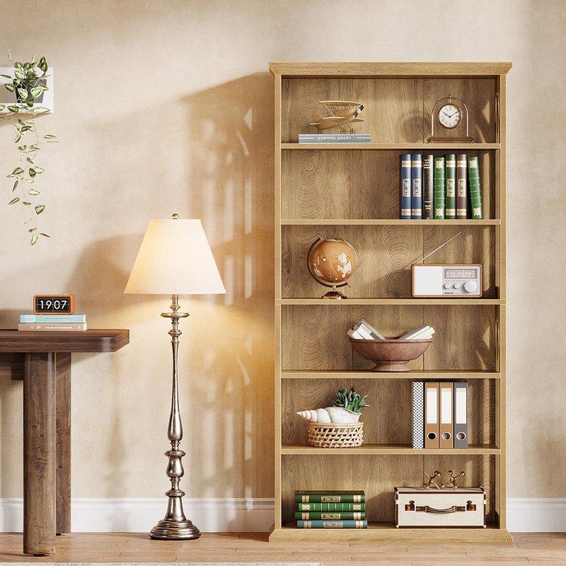 Kahverengi MDF 7 Raflı Ayarlanabilir Desenli Kitaplık - 190 cm - 319630