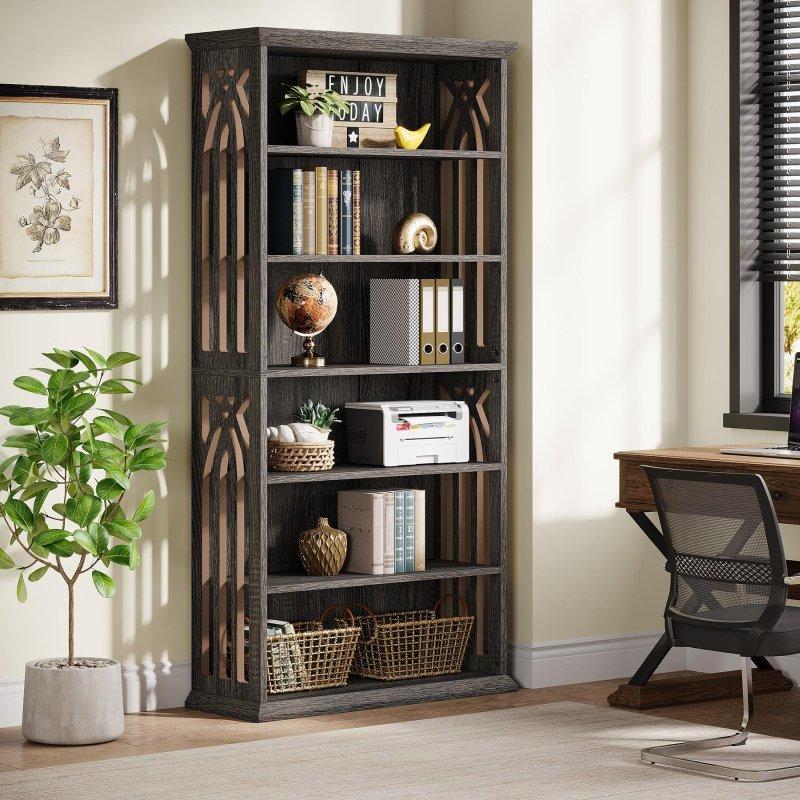 Kahverengi MDF 7 Raflı Ayarlanabilir Kitaplık - 81x30x190 cm - 313881
