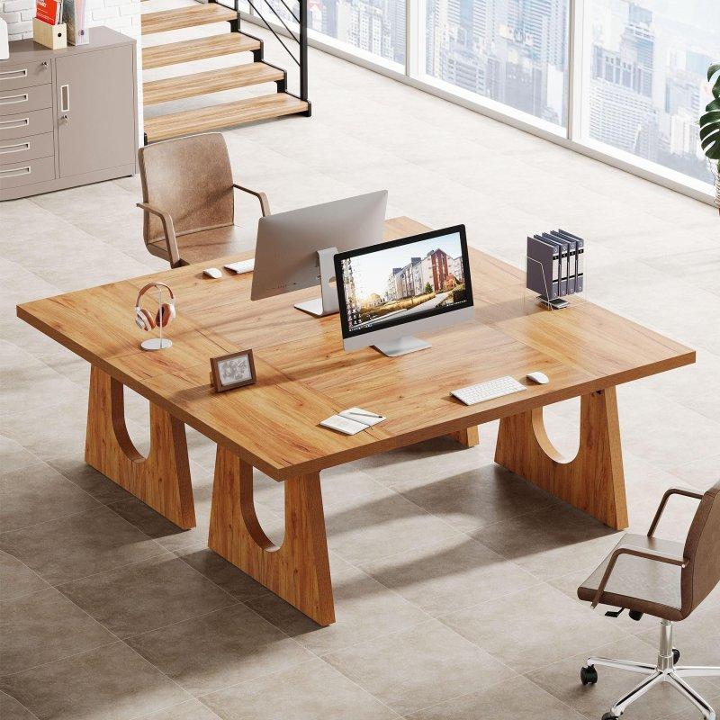 Kahverengi MDF Ahşap Ayaklı Dikdörtgen Yönetici Ofis Masası - 181x90 cm - 326056