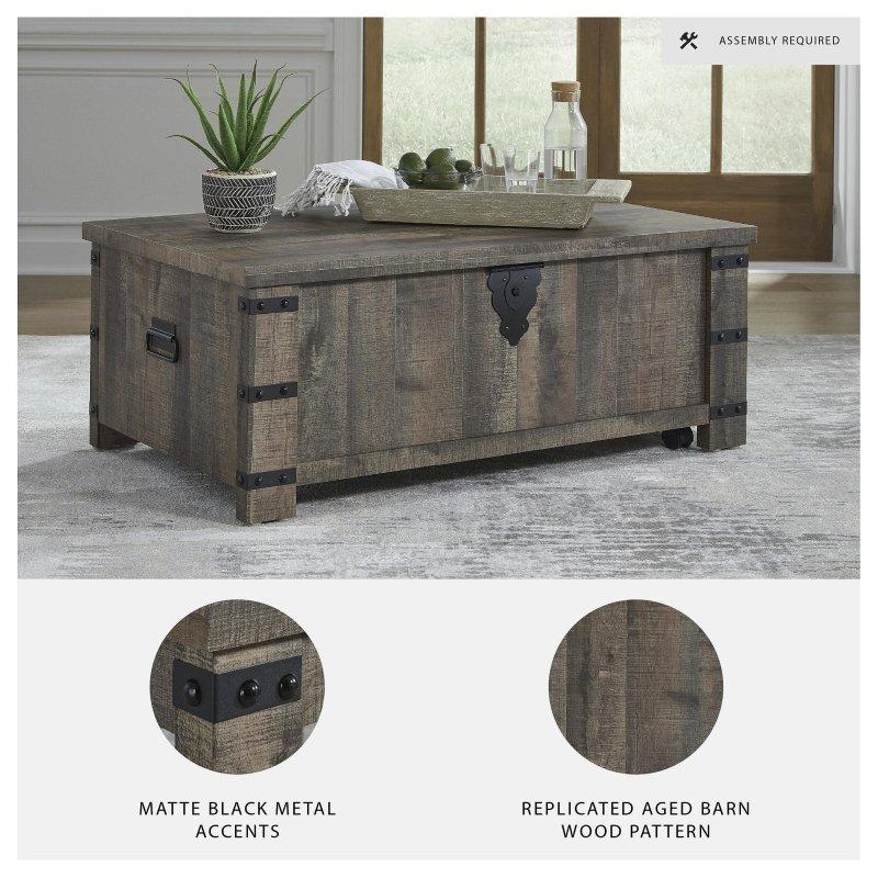 Kahverengi MDF Asansörlü Tabla Akıllı Sehpa - 121x72 cm - 253569