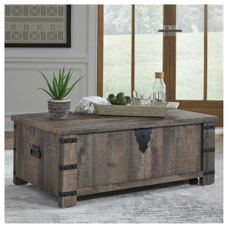 Kahverengi MDF Asansörlü Tabla Akıllı Sehpa - 121x72 cm - 253569