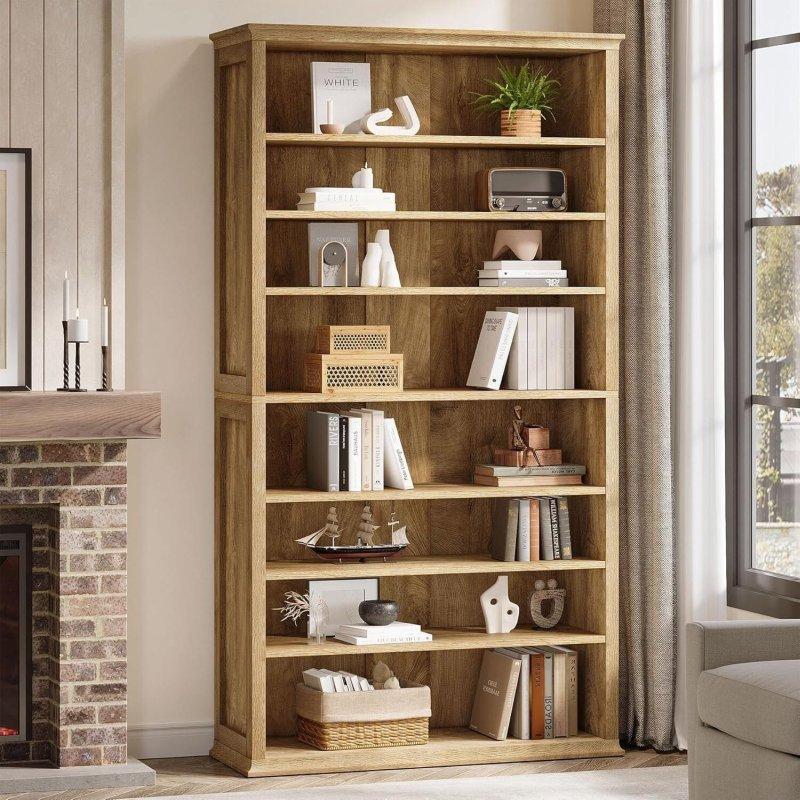 Kahverengi MDF Ayarlanabilir Raflı 8 Katlı Rustik Kitaplık - 86x181 cm - 312538