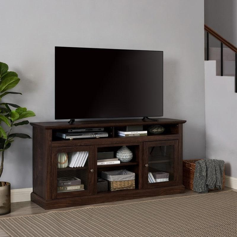 Kahverengi MDF Cam Kapaklı Ayarlanabilir Raflı Kitaplık - 153 cm - 314177