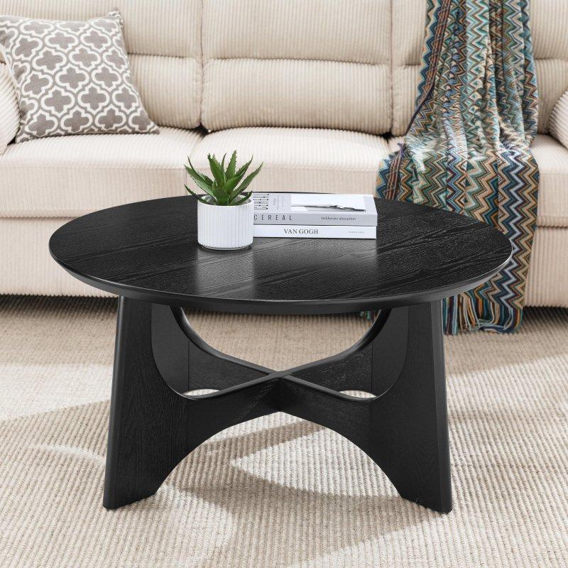 Kahverengi MDF Çapraz Ayaklı Yuvarlak Orta Sehpa - 92 cm - 241308