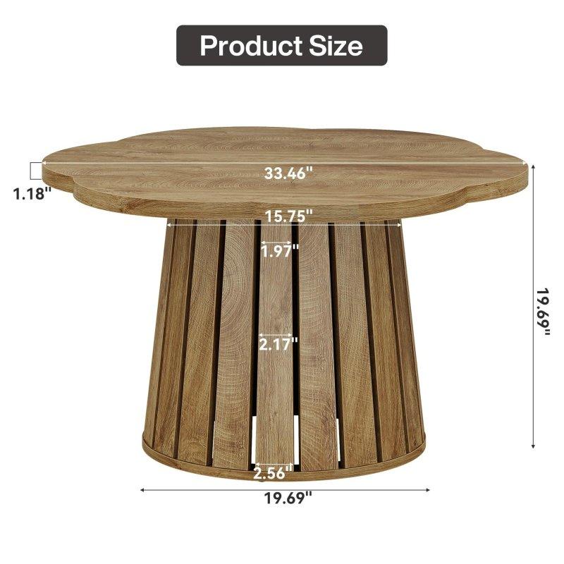 Kahverengi MDF Çiçek Şeklinde Tablalı Kaide Ayaklı Yuvarlak Orta Sehpa - 85 cm - 241459