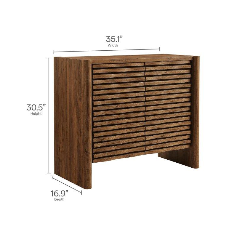 Kahverengi MDF Dalga Desenli Ayarlanabilir Raflı Bohem Konsol - 90x43x78 cm - 325356