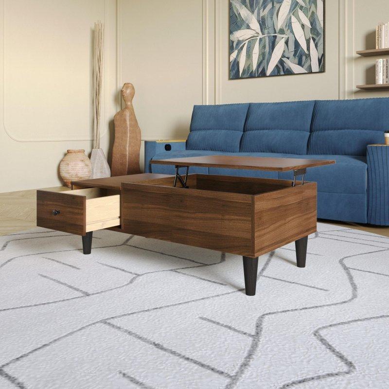 Kahverengi MDF Depolamalı ve Kaldırılabilir Tablalı Akıllı Sehpa - 254783