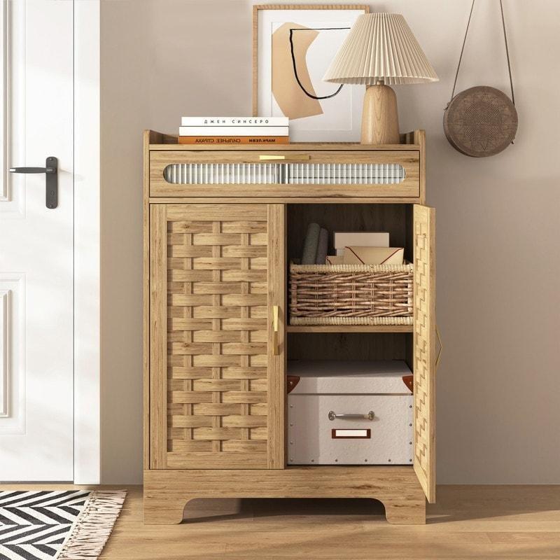 Kahverengi MDF Dokuma Desenli 4 Çekmeceli Şifonyer - 306508