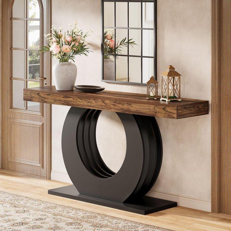Kahverengi MDF Endüstriyel Yuvarlak Ayaklı Dresuar - 161 cm - 331316