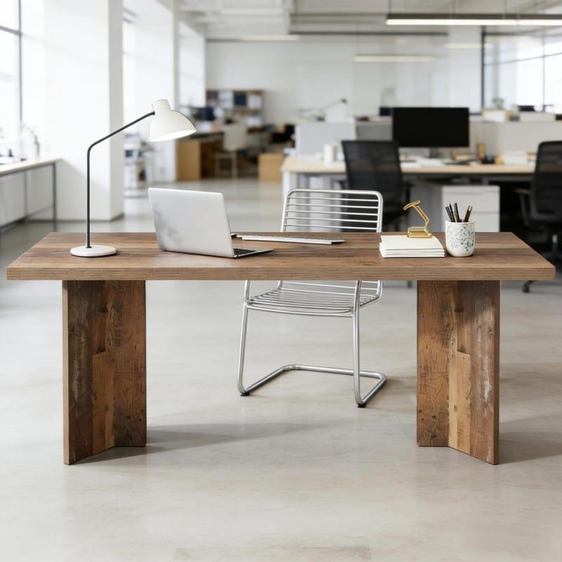 Kahverengi MDF Eskitme Rustik Ofis Masası - 161 cm - 326033