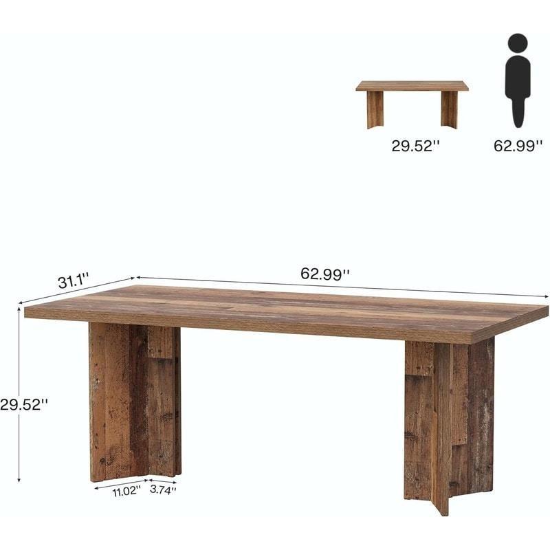 Kahverengi MDF Eskitme Rustik Ofis Masası - 161 cm - 326033