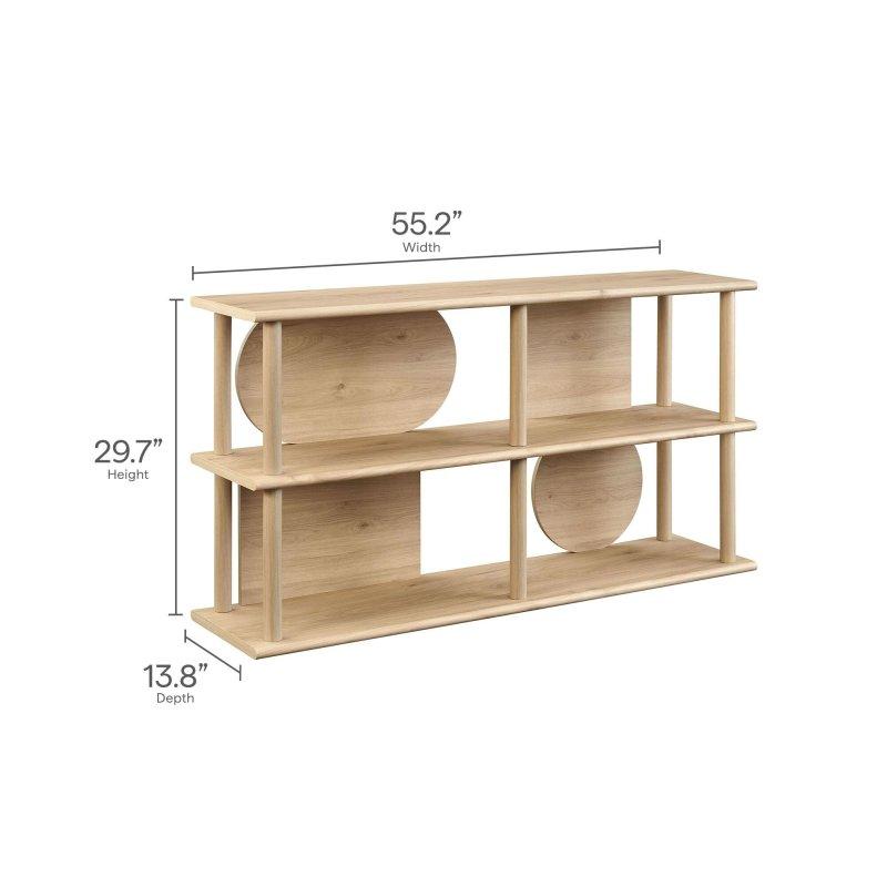Kahverengi MDF Geometrik Tasarımlı Üç Raflı Modern Kitaplık - 141 cm - 313506