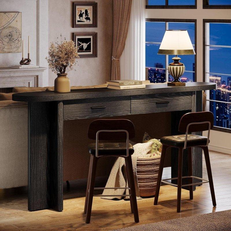 Kahverengi MDF Gold Kulplu Çekmeceli Dresuar - 161x30x83 cm - 333089