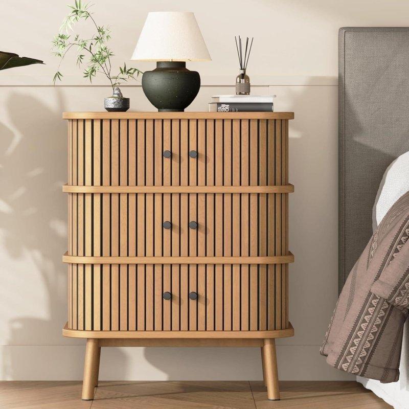 Kahverengi MDF Hasır Desenli 3 Çekmeceli Şifonyer - 60x65x40 cm - 296890