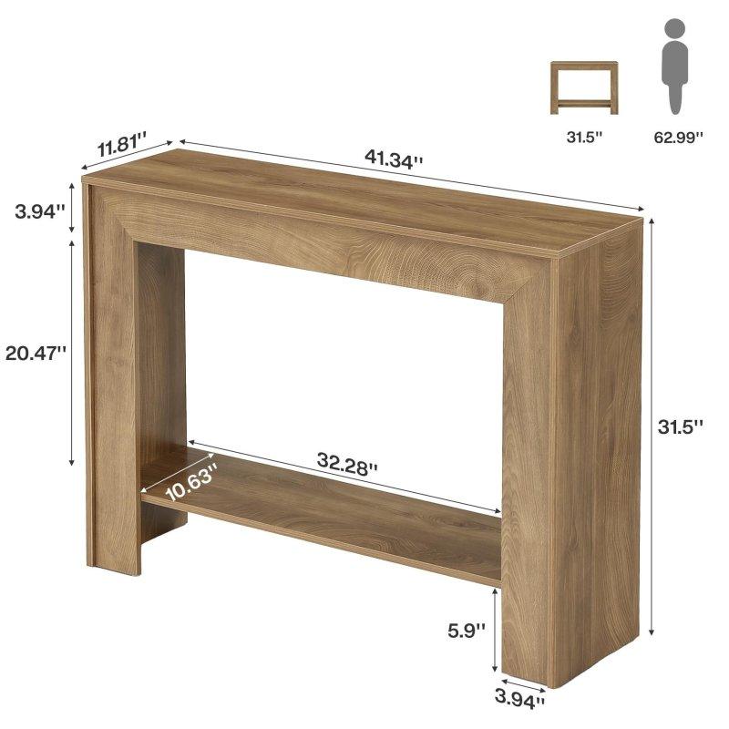 Kahverengi MDF İki Katlı Raflı Dar Dresuar - 105x30x81 cm - 330874