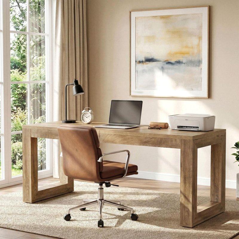 Kahverengi MDF İki Kişilik Endüstriyel Ofis Masası - 200 cm - 326367