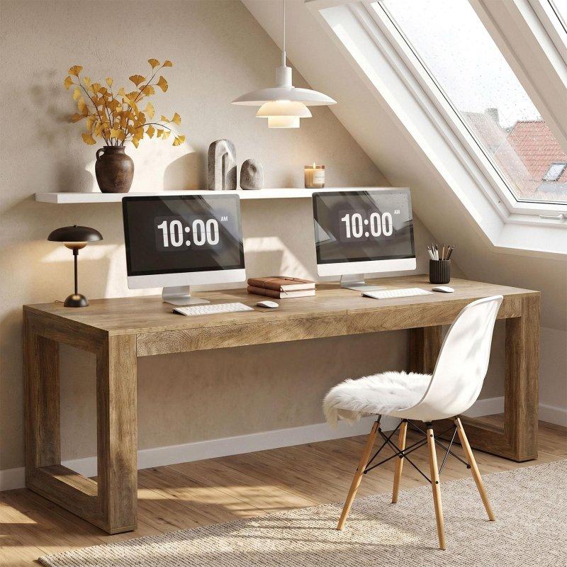 Kahverengi MDF İki Kişilik Endüstriyel Ofis Masası - 200 cm - 326367 Kahverengi MDF İki Kişilik Endüstriyel Ofis Masası - 200 cm - 326367