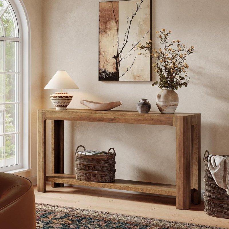 Kahverengi MDF İki Raflı Country Tarzı Dresuar - 160 cm - 331128