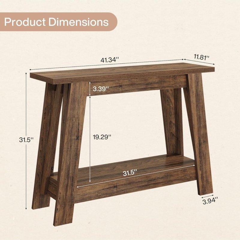 Kahverengi MDF İki Raflı Kır Evi Dresuar - 105x30x80 cm - 332182