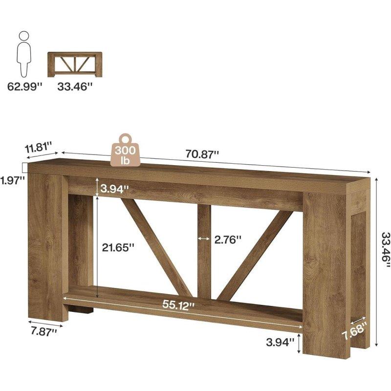 Kahverengi MDF İki Raflı Kır Evi Tarzı Dresuar - 181 cm - 332959