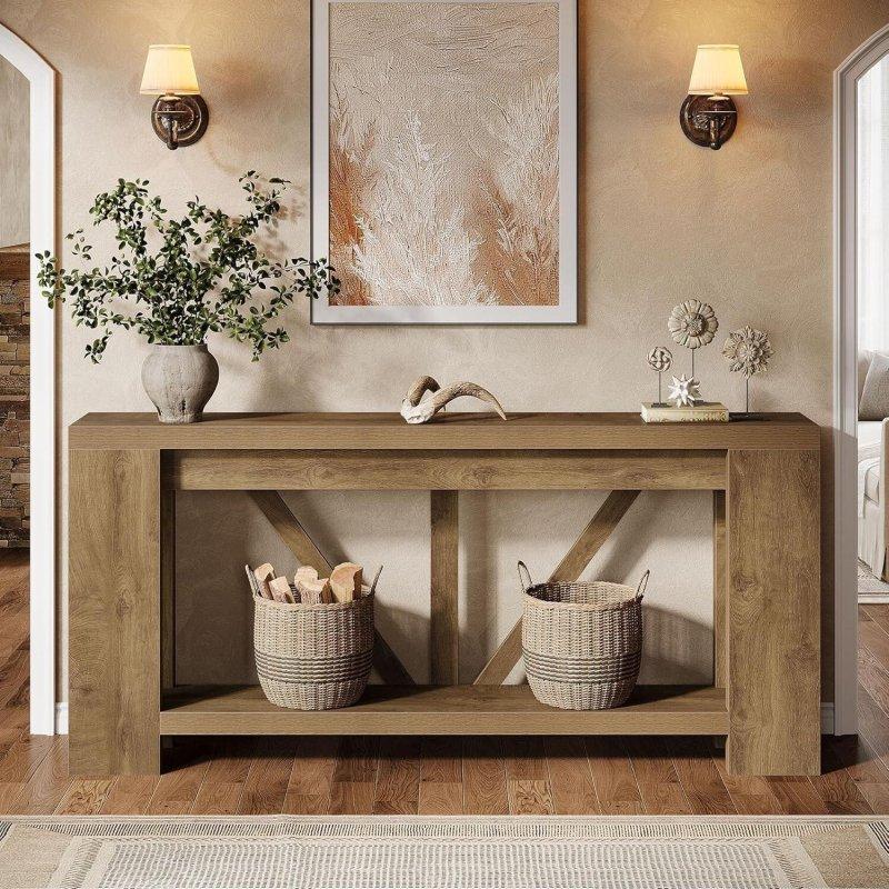 Kahverengi MDF İki Raflı Kır Evi Tarzı Dresuar - 181 cm - 332959