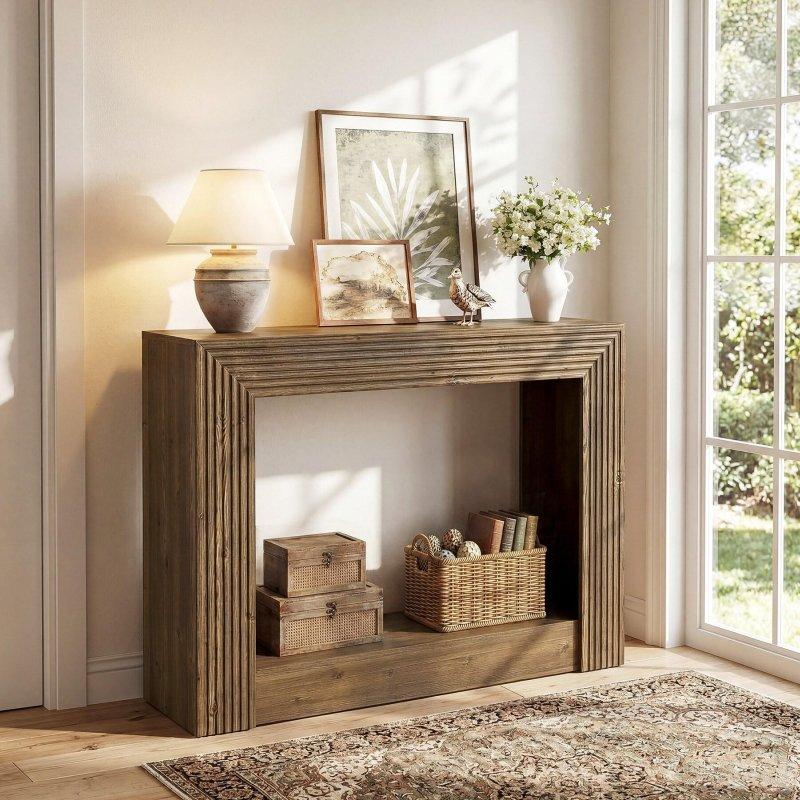 Kahverengi MDF İki Raflı Rustik Dresuar - 105 cm - 331428