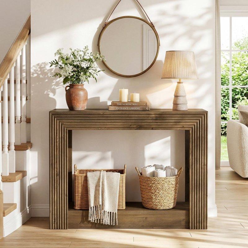 Kahverengi MDF İki Raflı Rustik Dresuar - 105 cm - 331428