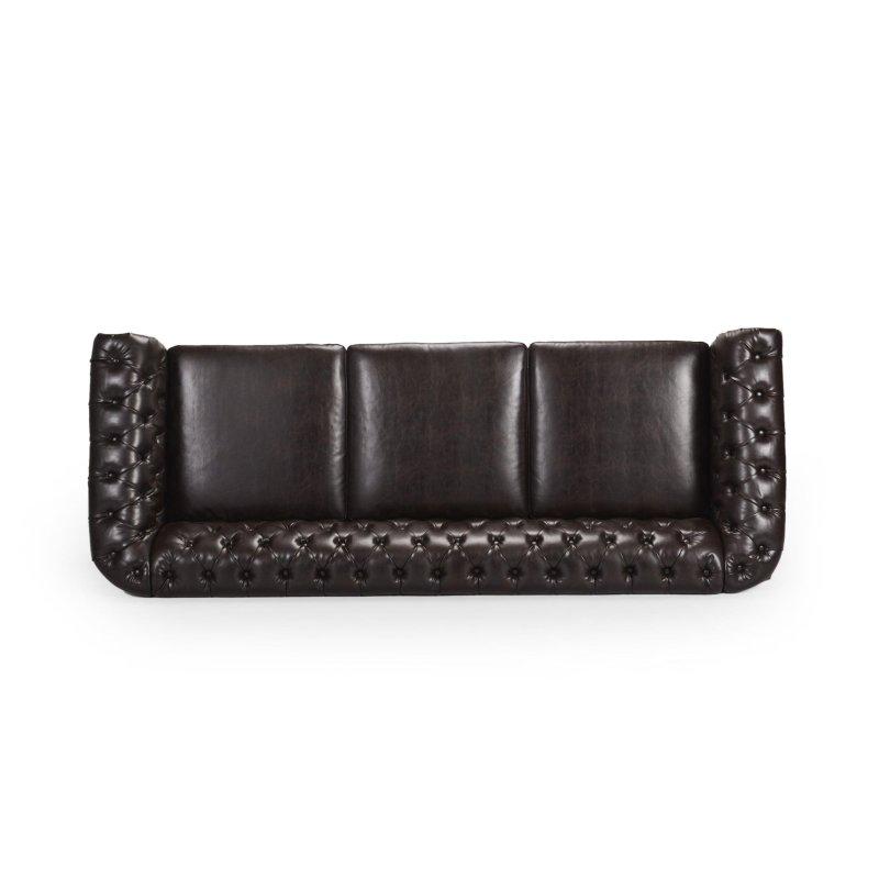 Kahverengi MDF Kapitoneli Metal Zımbalı 3 Kişilik Bohem Koltuk - 216 cm - 293251