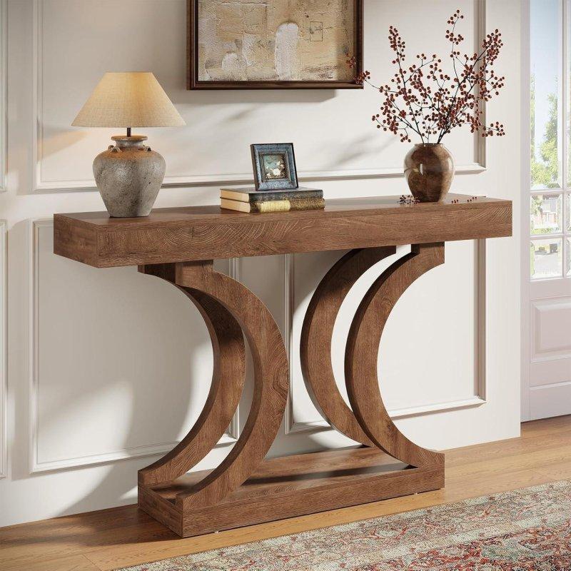 Kahverengi MDF Kavisli Bacaklı Dar Dresuar - 110 cm - 332642