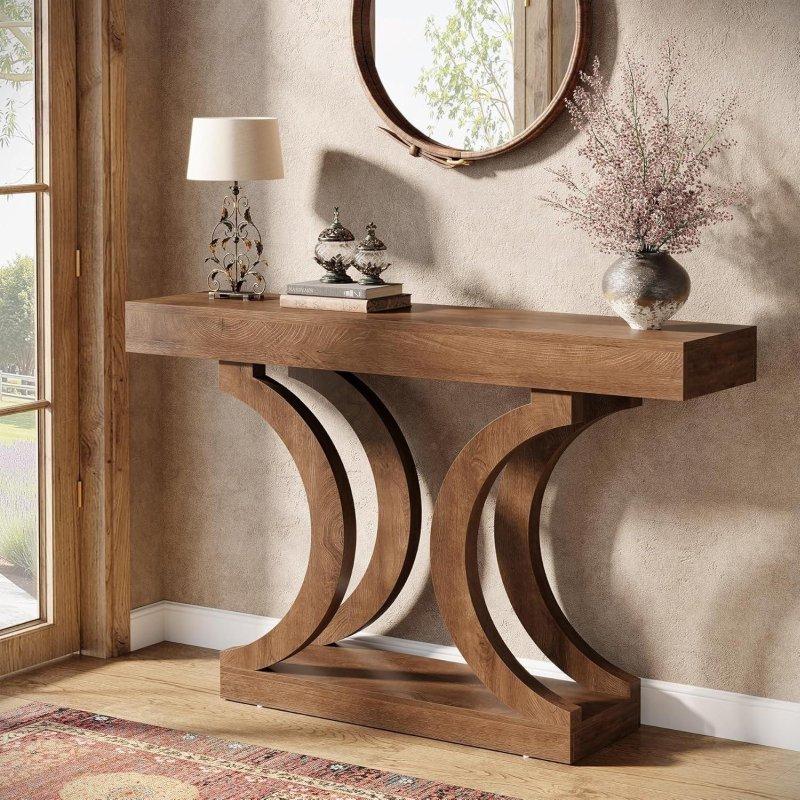 Kahverengi MDF Kavisli Bacaklı Dar Dresuar - 110 cm - 332642