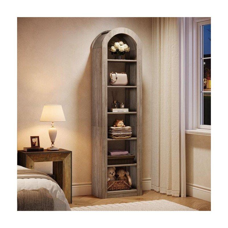 Kahverengi MDF Kemerli 6 Raflı Rustik Kitaplık - 191 cm - 312289