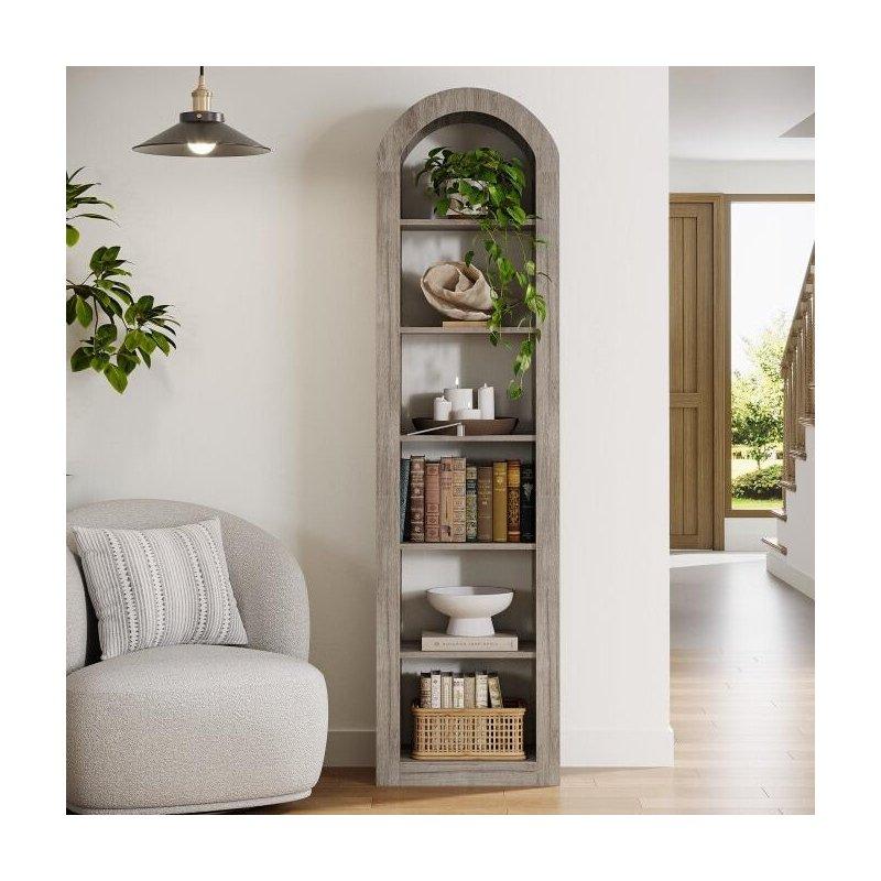 Kahverengi MDF Kemerli 6 Raflı Rustik Kitaplık - 191 cm - 312289