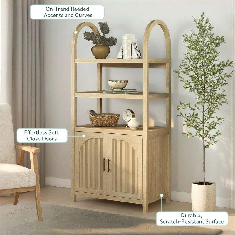 Kahverengi MDF Kemerli ve Yivli Kapaklı Kitaplık - 318264