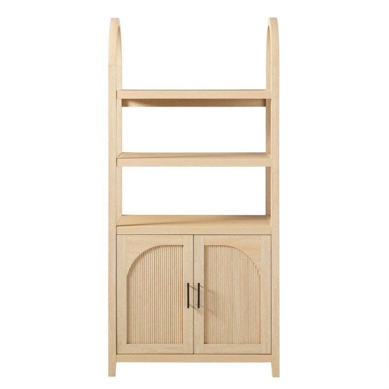 Kahverengi MDF Kemerli ve Yivli Kapaklı Kitaplık - 318264