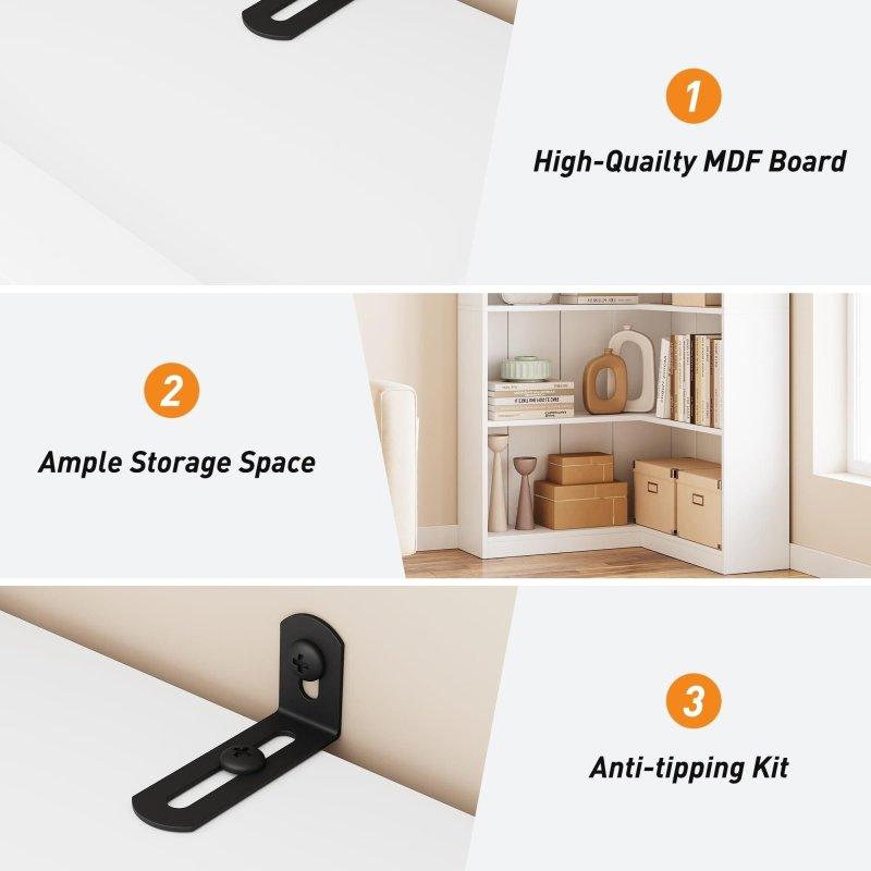 Kahverengi MDF Kır Evi Tarzı L Şekilli Köşe Kitaplık - 185x91 cm - 315025