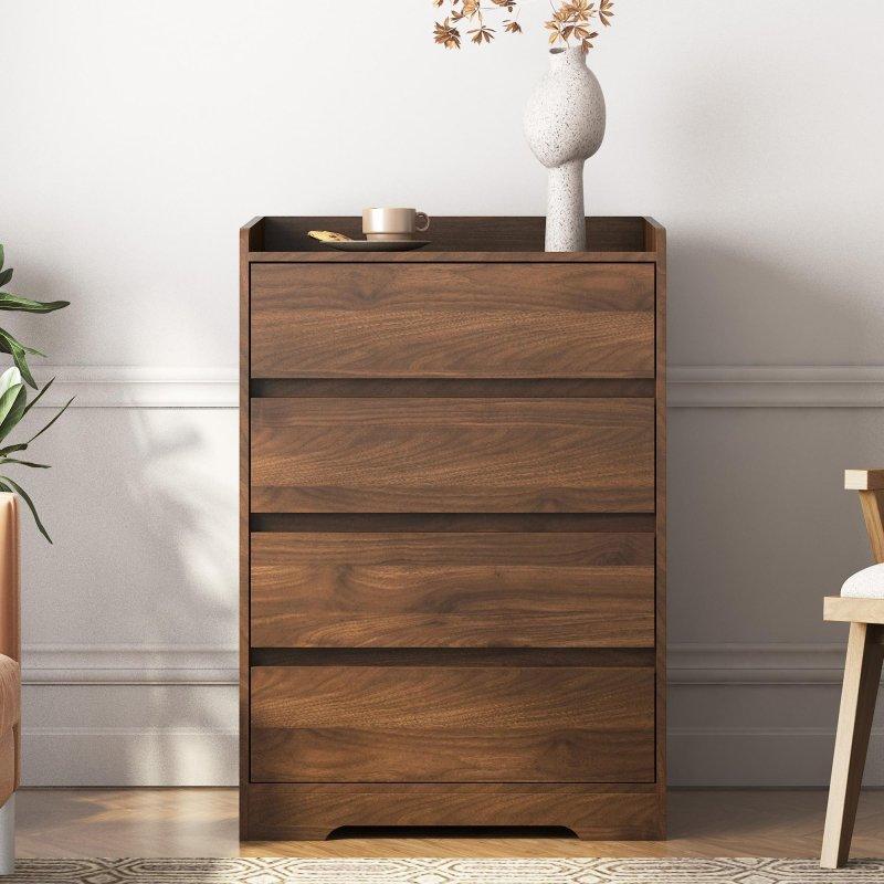 Kahverengi MDF Kulpsuz 4 Çekmeceli Modern Şifonyer - 300091